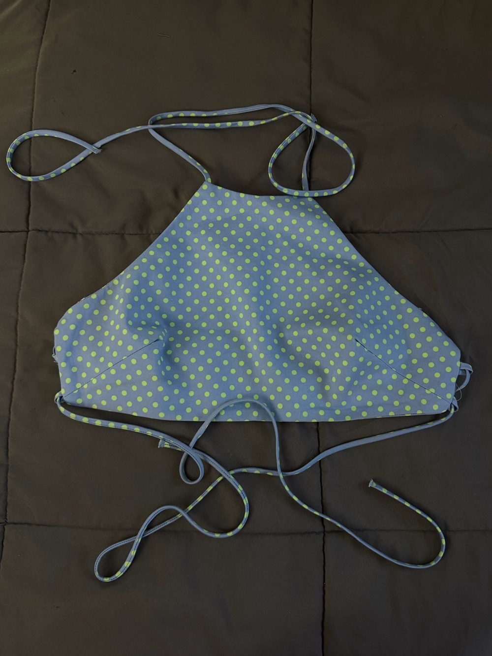 Zara Light Blue Polka Dot Backless Halter Top
